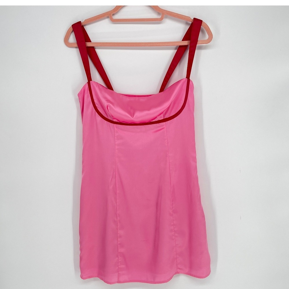 Beginning Boutique Pink Satin Mini Dress Y2K Coquette Barbiecore Bodycon Size 6 - Picture 2 of 9